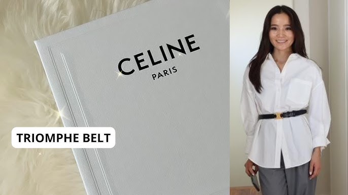 Shop CELINE Triomphe Small Triomphe Belt in Smooth Calfskin