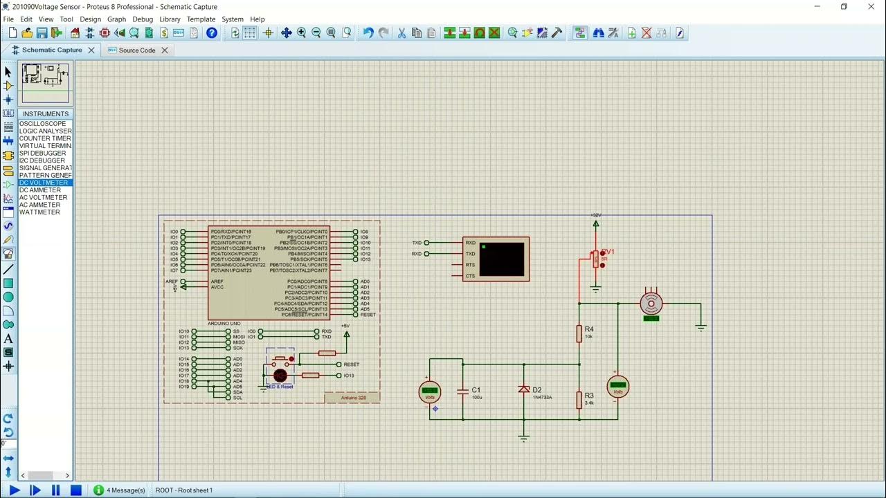 Voltage Sensor using Arduino uno in Proteus - YouTube