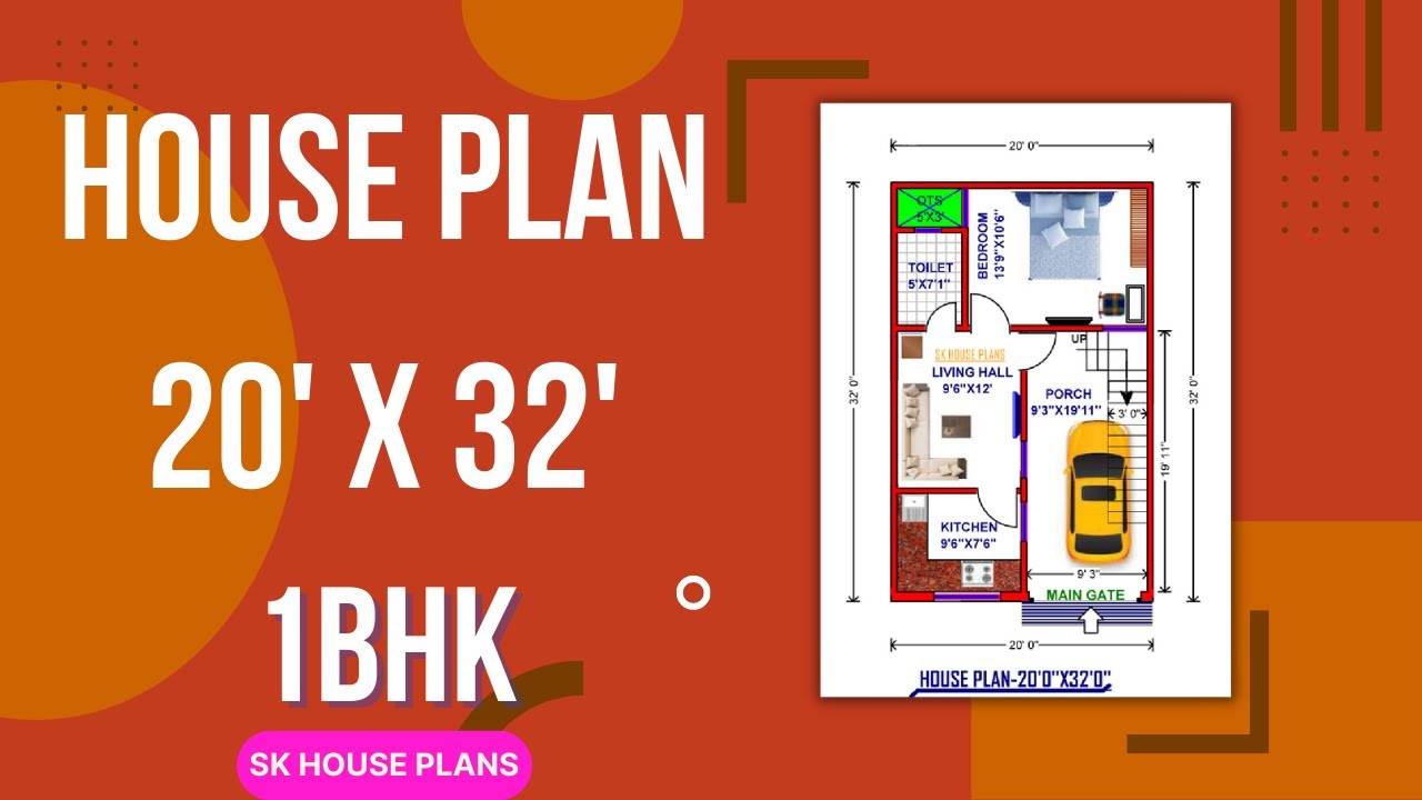 1 BHK House Plan With Car Parking 20 X 32 / 71 Sq.Yds / 59 Sq.M / 640 ...