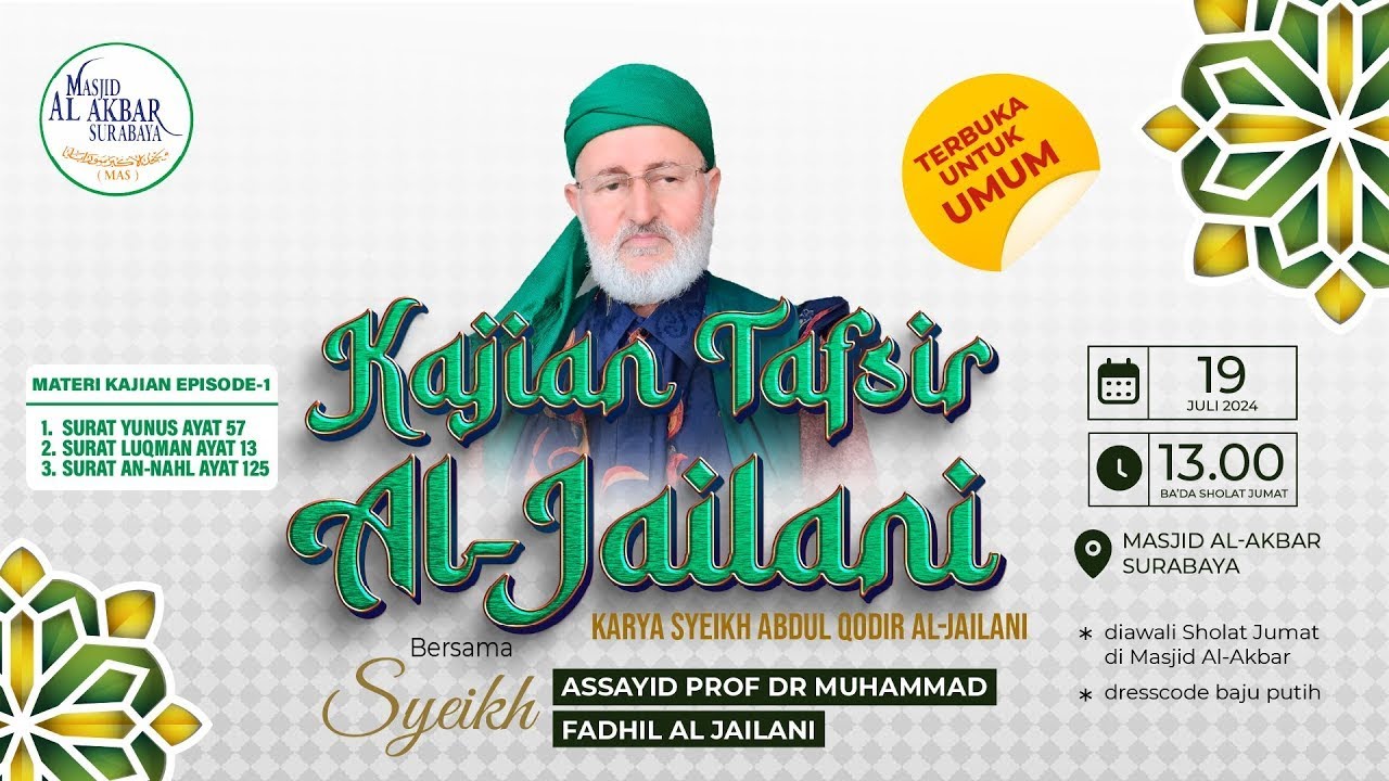 🔴 (LIVE) Kajian Tafsir Al Jailani - Syeikh Prof. Dr. Muhammad Fadhil Al ...