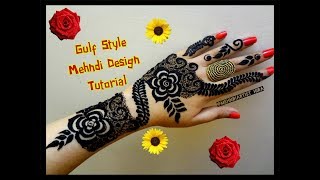 Beautiful khaleeji dubai gulf arabic style henna mehndi designs for hands for eid,diwali tutorial