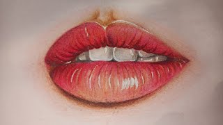 How to draw realistic lips with colour pencils | step by step for beginners