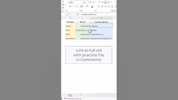 Excel Functions (TODAY vs NOW vs DATE vs DATEVALUE)