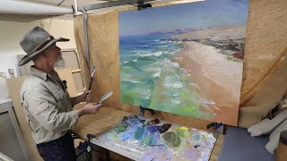 OCEAN PAINTING - BRUSHES and PALETTE KNIFE // Tonalism /Atmospheric - Aerial and Linear Perspective!
