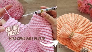 waoo Impresionante Tejido en una PIEZA! 🤩 Mira como teji este turbante a Crochet para la Venta 💵