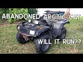 Abandoned Arctic Cat 375 4x4 ATV. Will it run. Hopefully we can save another one.