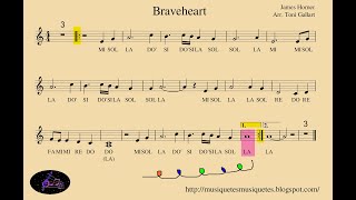 Braveheart: flauta, violí,... instruments en Do. Amb base instrumental. SI melodia.