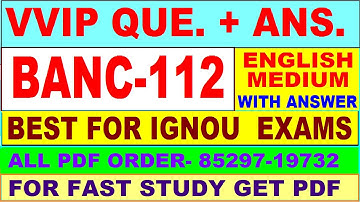 BANC 112 important questions with answer in English | banc 112 Previous Year Question Paper