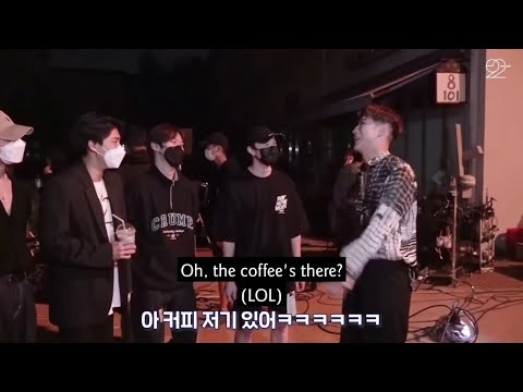 (ENG) Stray kids visiting 2pm "Make it" MV site + giving coffee truck