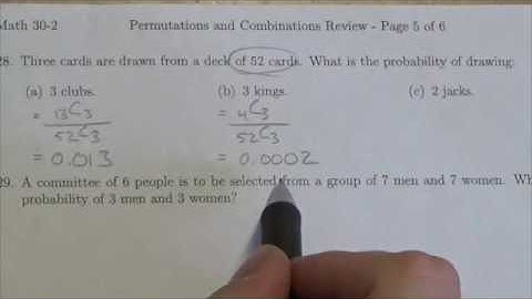 Math 30-2 Permutations and Combinations Review #28
