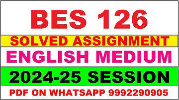 bes 126 solved assignment 2024-25 | bes 126 solved assignment in english 2025 | bes 126 2025