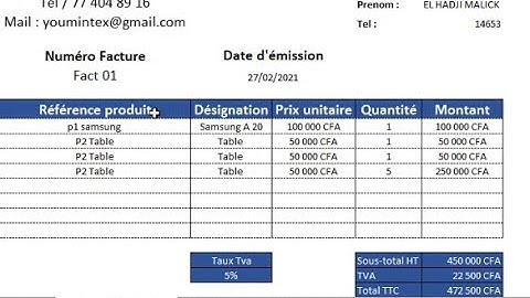 Création de système de facturation automatique avec excel