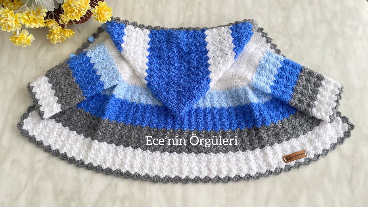 Детский кардиган с капюшоном крючком / 6 -12 месяцев / Кардиган для девочки и мальчика