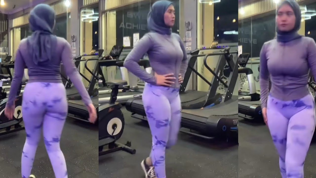 Hijab Style Try On Legging Booty Gym Fitnes Wanita