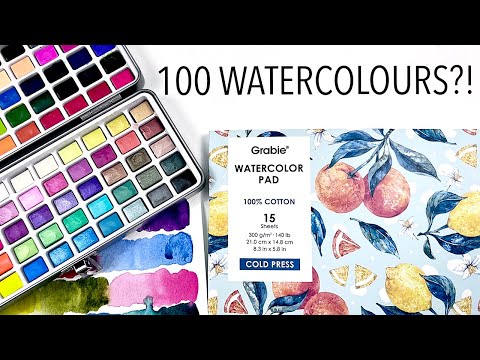 Swatching a watercolor palette sent to me for review by @grabieofficia, watercolor