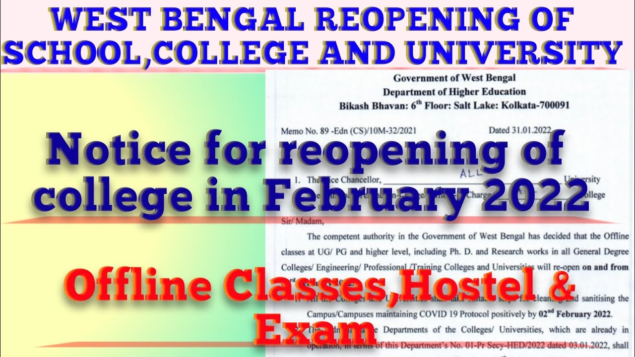 Universities Colleges reopening 2022 official notification of government