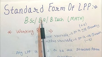 Standard Form Of LPP Operation Research | Operation Research Math in Hindi