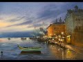 How to paint sea scene in watercolor painting demo by javid tabatabaei