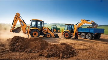 Jcb 3dx Backhoe Machine Mahindra Swaraj New Eicher Sonalika Tractor Over LoadingTrolley Truck video 