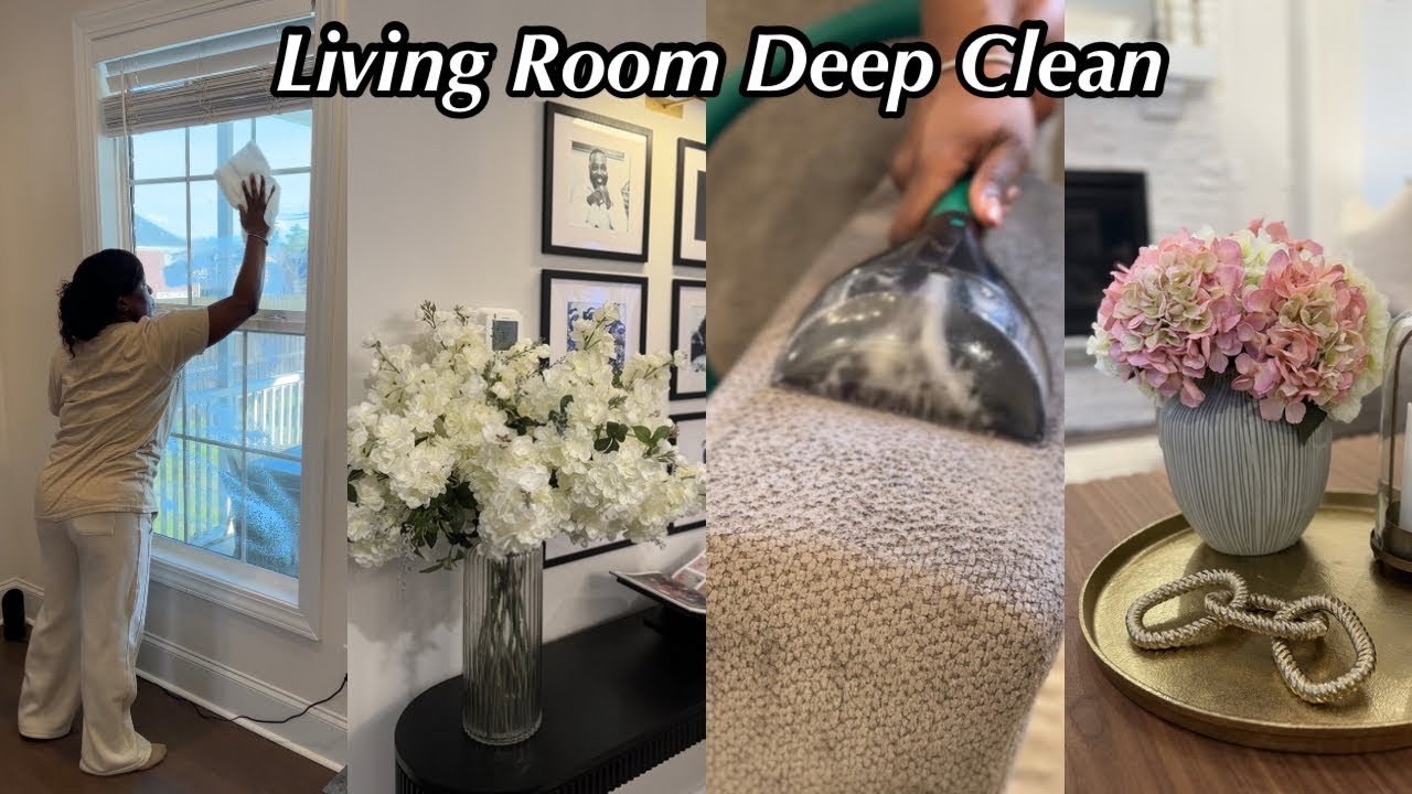 SPRING CLEAN WITH ME | Deep Cleaning & Decorating My Living Room