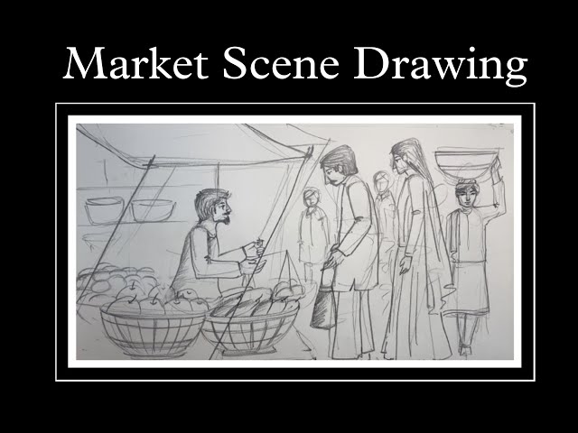 ArtStation  Sketch of the cloth market in the ancient era and Pencil  Drawing Cartoon Series Salon