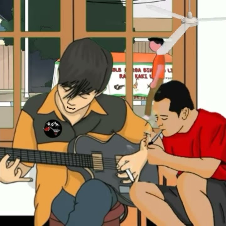 Mentahan Green Screen Lagi Duduk Sambil Main Gitar.