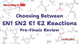 Choosing Between SN1 SN2 E1 E2 Reactions PreFinals (Live Recording) Review