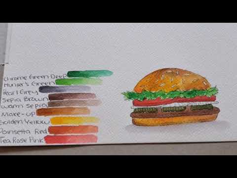 Watercolor Burger Illustration Tutorial Step-By-Step ft. Peerless Watercolors
