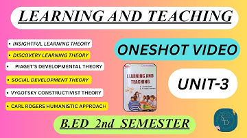 LEARNING AND TEACHING UNIT-3 | ONESHOTVIDEO | B.ED 2nd SEMESTER| INSIGHTFUL THEORY | VYGOTSKY THEORY