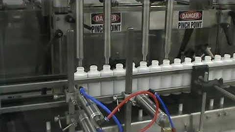 Oden inline pump filler with small bottle indexing set-up