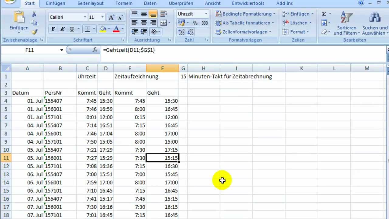 Formeln Fur Berechnungen Von Zeittakten Mit Excel Youtube