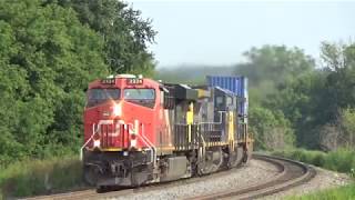 Northbound CN stack train at Byron, WI