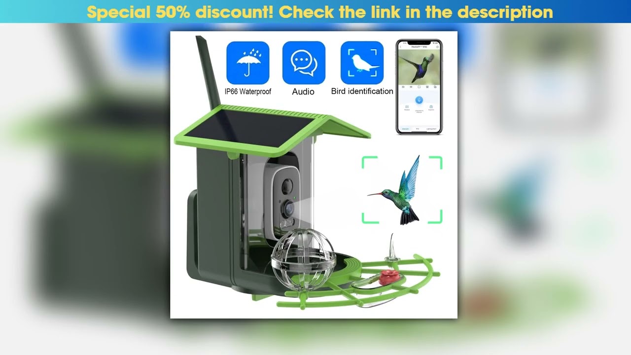 Bird Feeder Camera 4MP 2K HD Bird Video Capture WiFi Solar Powered Camera Battery with Solar Panel