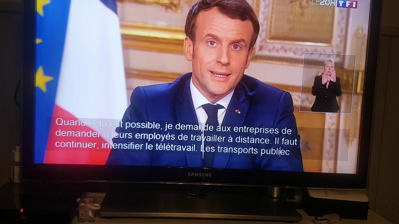 Le président Macron et coronavirus le 12 mars 2020 la France