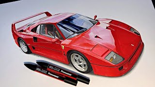 Drawing a Ferrari F40 like a pro :)