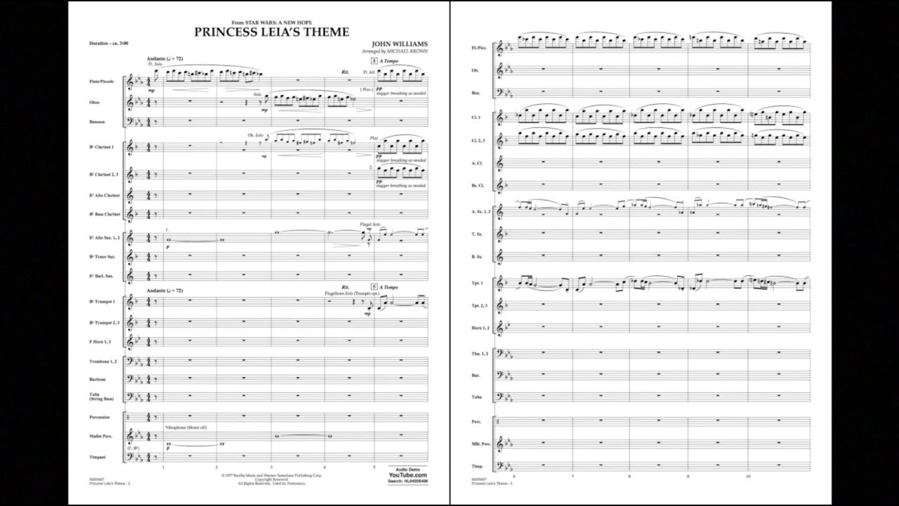 Princess Leia's Theme by John Williams/arr. Michael Brown - YouTube