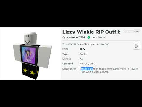 I Made Lizzy Winkle R I P Outfit Youtube - look at this beautiful memorial for lizzy winkle roblox