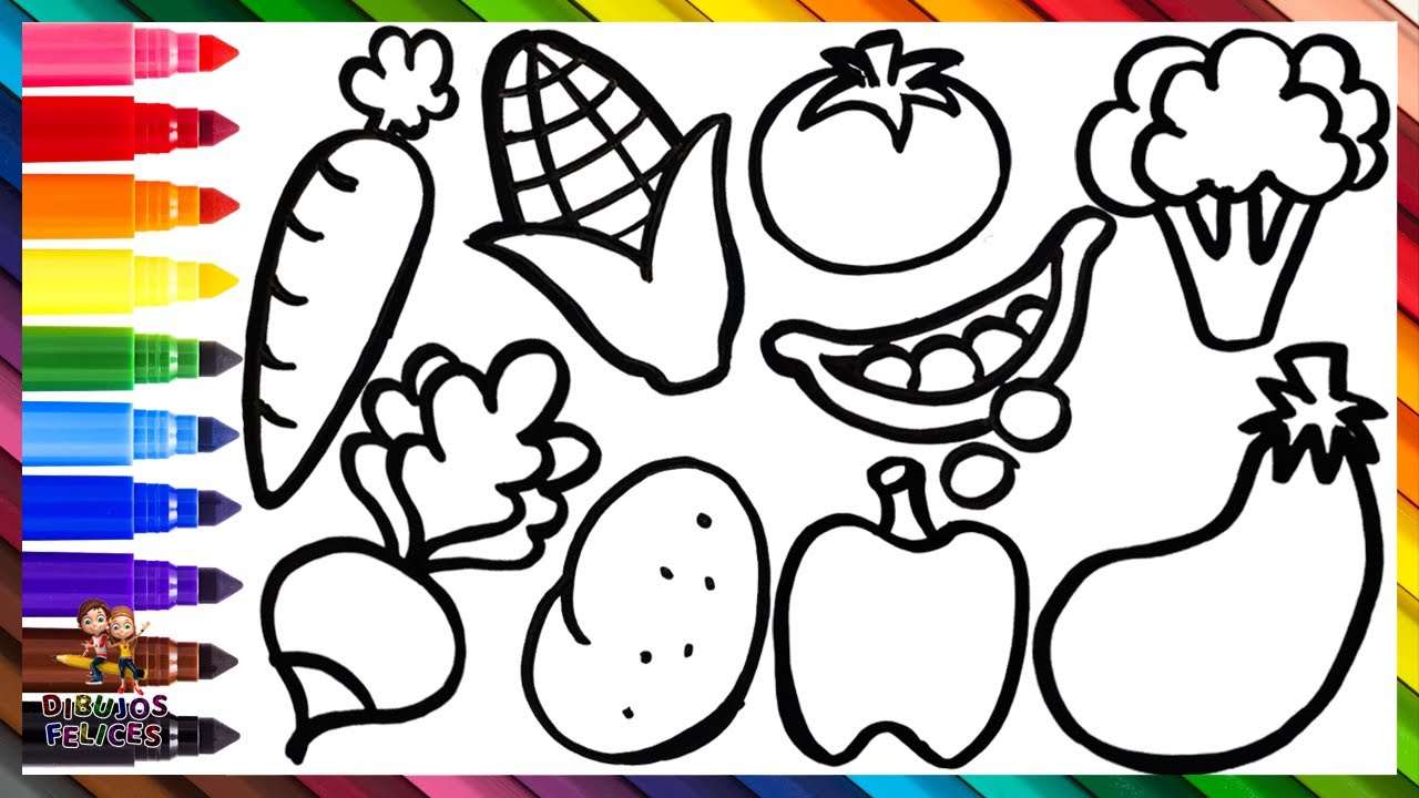 Cómo Dibujar Y Colorear Verduras 🥕🌽🍅🥦🍆🥔 Dibujos Para Niños - thptnganamst.edu.vn