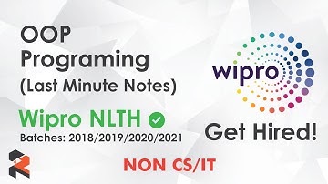 Wipro NLTH - Last Minute Notes (Object Oriented Programming) Part 1