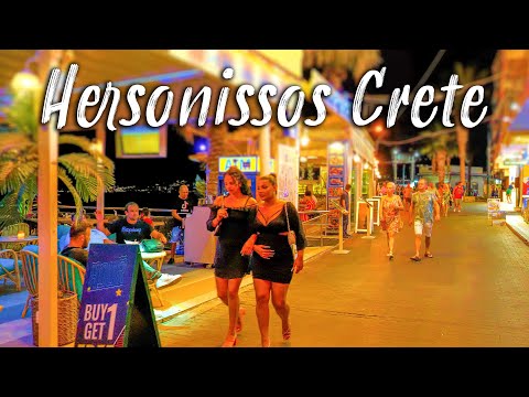 Hersonissos Crete, Walking Tour 4k, Greece 2022