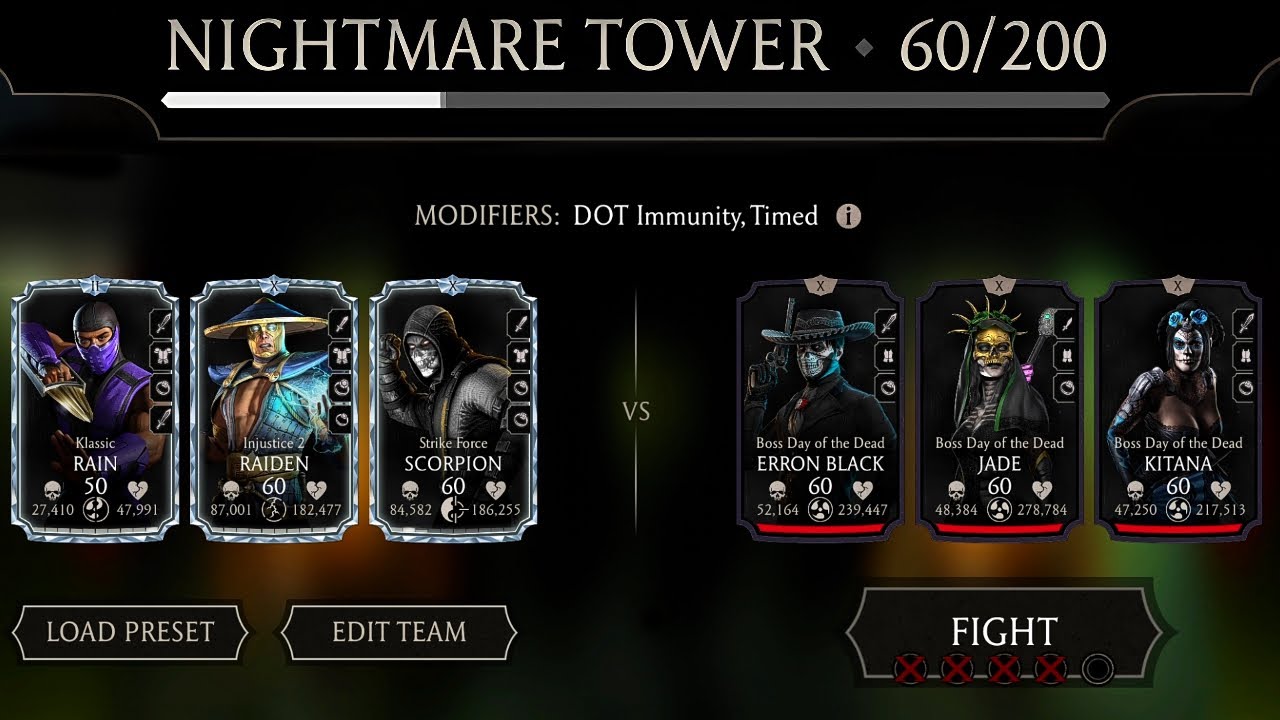Nightmare Fatal Tower Boss Match 60 + Reward. MK Mobile.