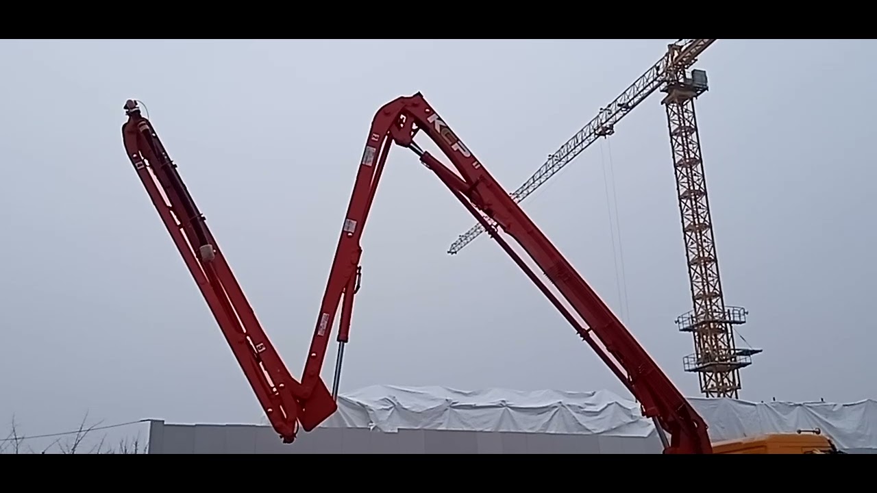 펌프카 43m 붐대접는영상