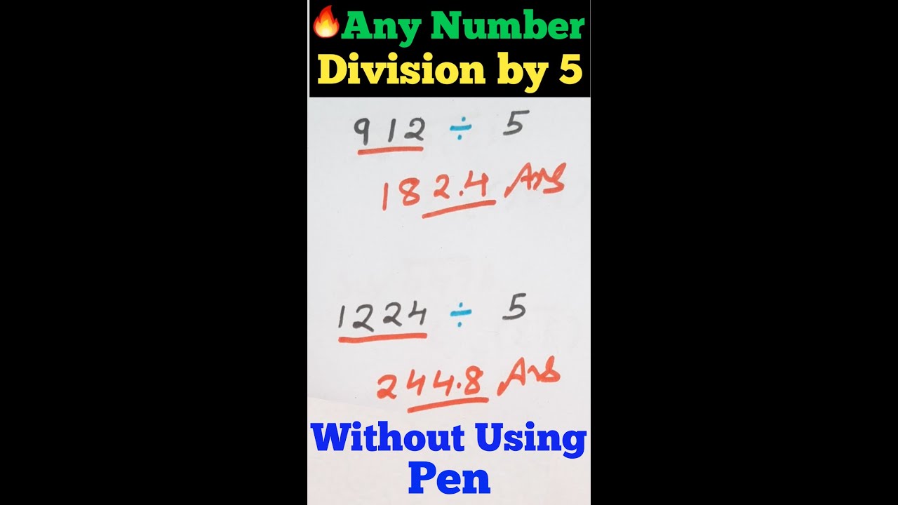 Division By 5 Trick || Divide Any Number By 5 Without Using Pen || Division trick In Hindi ||