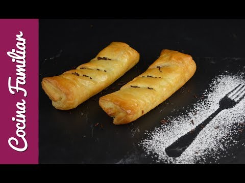 Cañas de hojaldre rellenas con cabello de angel | Recetas caseras de Javier Romero paso a paso