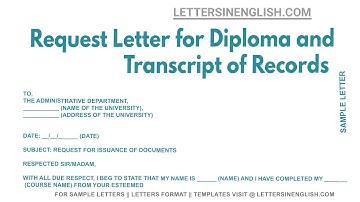 Request Letter For Diploma And Transcript Of Records - Sample Letter for Academic Transcript