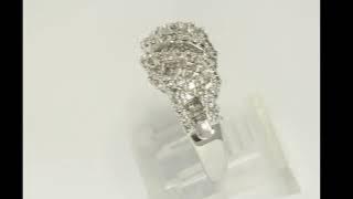 Diamond Encrusted Wave Ring 1.0CT 14K White Gold Size 9 - 32264