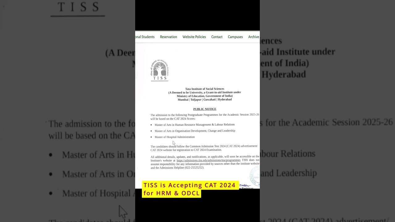 TISS HRM ODCL Hospital Administration are Taking CAT 2024 Score | CAT is now Bigger