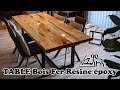 Tutoriel : Table design en bois, tilleul et résine époxy. Farmhouse Dining Table Epoxy tutorial diy