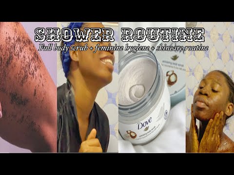 MY SHOWER ROUTINE: my Full body Scrub Routine for Smooth and Glowing skin + My skincare routine .