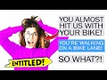 r/EntitledParents - She stood in the bikeway... and PHYSICS happened...